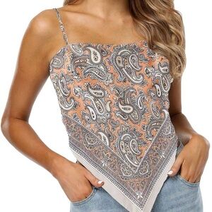 Paisley Print Camisole in Orange and Gray